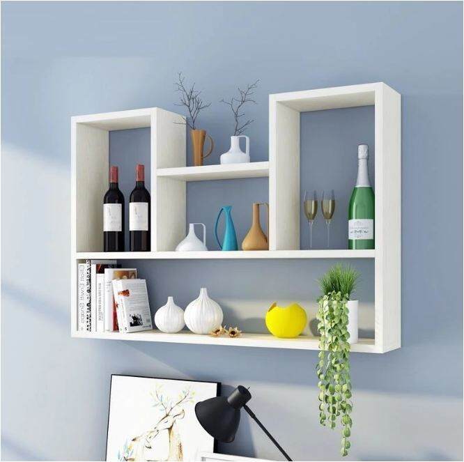 Wall Storage Wooden WallMounted bookshelf Wall Shelf Display Hanging