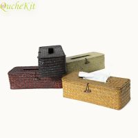 Rattan Tissue Box Cover Rectangular Napkin Case Woven Napkin Paper Container Home Car Napkins Holder Ofiice Home Organizer Tissue Holders