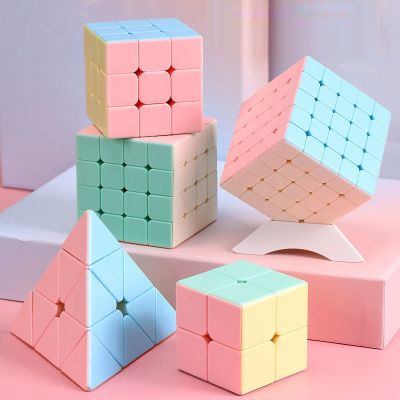 Mo Yu Macaroon 2x2 3x3 4x4 5x5 Pyraminxed Magic Cube Toy Set Cube Pack Macaroon Stickerless Neo Professional Puzzle Toy For Kids