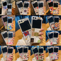 สำหรับ Samsung Galaxy Z เคสป้องกันหน้าจอพับได้5โทรศัพท์มือถือเคส Z Flip5ป้องกันการลื่นอนิเมะการ์ตูนน่ารักฝาครอบป้องกันพับ Z-flip5รักมนุษย์อวกาศดินสอสี