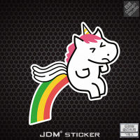 JDM สติกเกอร์ตลก Rainbow Horse น่ารัก JDM สะท้อนแสงรถสติกเกอร์รถสติกเกอร์ถังน้ำมันเชื้อเพลิงสติกเกอร์ Scratch สติกเกอร์รถจักรยานยนต์