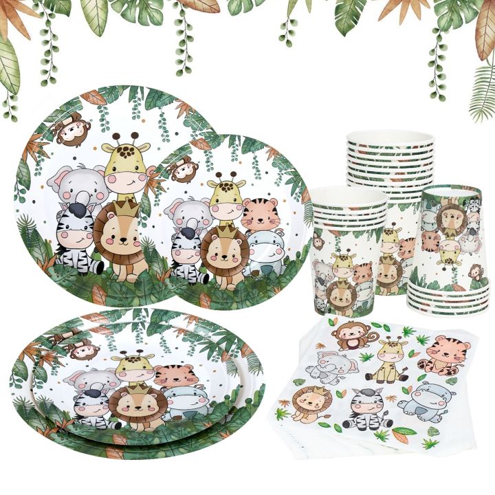high-end-cups-สัตว์ป่าบนโต๊ะอาหารที่ใช้แล้วทิ้ง-wildwoodland1st-ตกแต่งงานเลี้ยงวันเกิด