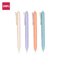 Deli ปากกาเจล ปากกาหมึกเจล แบบกด  สีดำ ขนาด 0.5 mm  ปากกาหมึกเจลแบบกด สีพาสเทล สุ่มสี เขียนลื่น Gel pen