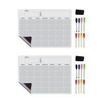2X A3 Magnetic Whiteboard Dry Erase Calendar Set Whiteboard Weekly Planner for Refrigerator Fridge Kitchen Home