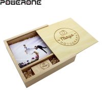 【CW】 POWERONE Maple ไม้อัลบั้มรูป Usb กล่องการ์ดความจำ Pendrive 4GB 8GB 16GB 32GB 64GB 1ชิ้นฟรีโลโก้ลูกค้างานแต่งงานของขวัญ