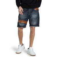 DAVIE JONES กางเกงขาสั้น ผู้ชาย เอวยางยืด สีกรม คาดหนัง Elasticated Shorts in navy SH0028NV