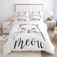 Cartoon Bedding Set for Girls Boys Baby Kids Children Crib Duvet Cover Set Pillowcase Blanket Quilt Cover Cute Cat Meow