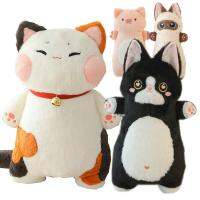 【YF】 Japan Calling Bring Fortune Cat Plushie Stuffed Animals Flower Orange White Cats Throw Pillow Neck Bell Decor Necklace Toys Kid