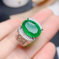 Luxury Emerald Mens Ring 925 Sterling Silver Luxury Jewelry Designer