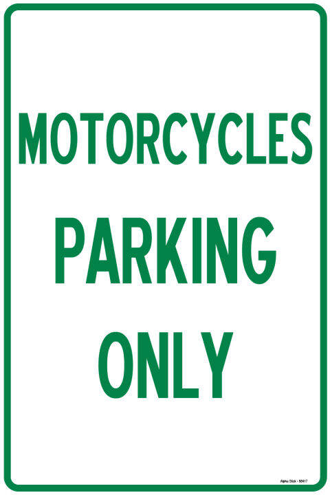 Reserved Parking Signs Motorcycle Parking Only Vinyl Sticker Size