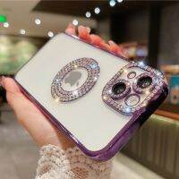 Luxury Plating Flash Glitter Diamond Phone Case For iPhone 14 13 12 11 Pro Max Shiny Lens Rhinestone On 14 Plus Protector Cover