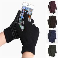 HongBiTu Men Woman Ladies Gloves Winter Warm Soft Knitted non slip touch screen Mittens ST037