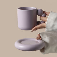 320ML Nordic Ceramic Mug Fat Handle Coffee Cup and Saucer Set High Temperature Heat Insulation Water Self Stirring Drinkware Hot