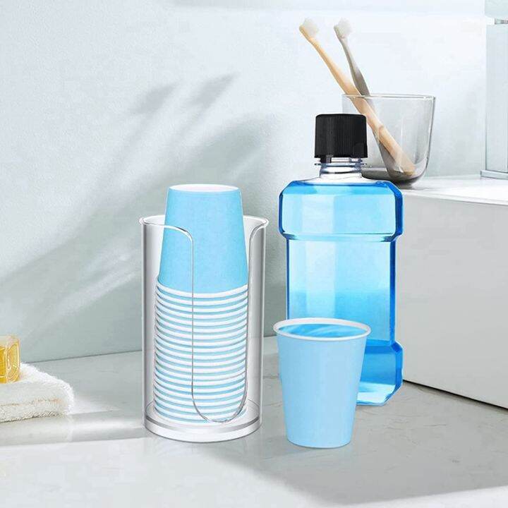 acrylic-bathroom-cup-dispenser-holder-for-disposable-paper-cup-mouthwash-cups-holder-for-bathroom-guest-room-counter