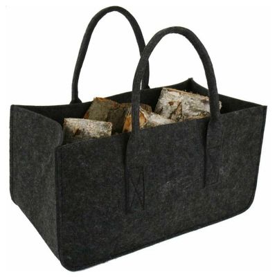 1 Piece Stylish Storage Bag Newspaper Picnic Clothes Felt Firewood Basket Shopping Travel Basket Dark Gray