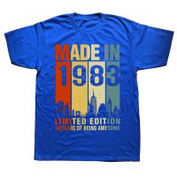 Novelty Made In 1983 Limited Edition 40 Years Of Being Awesome T Shirts Short Sleeve Birthday Gifts Summer Style T-shirt XS-4XL-5XL-6XL