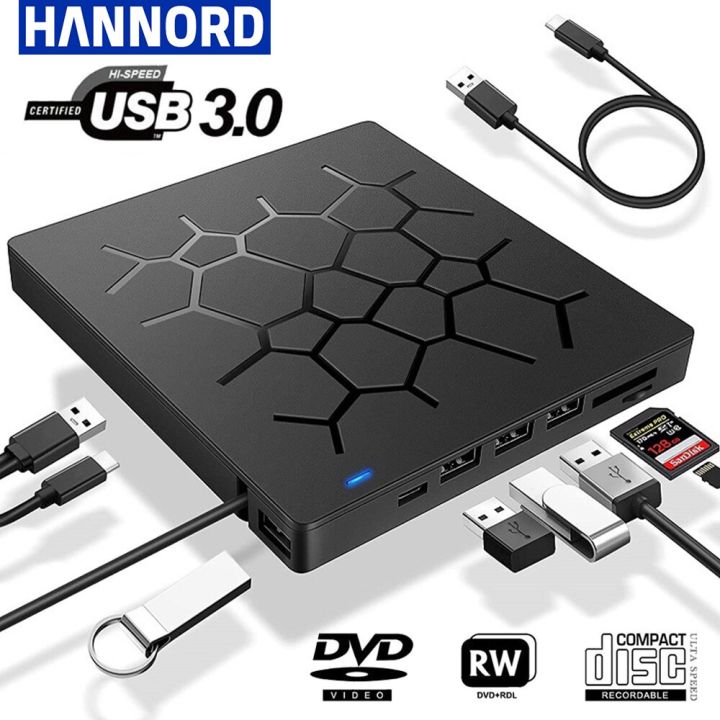 External CD Drive, Hannord Portable high-speed USB 3.0 Portable CD