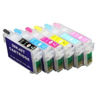 เครื่องพิมพ์ T0801แบบเติมได้หมึกสำหรับ Epson PX810FW PX830FWD PX820FWD R360 R285 RX685 RX560เติมได้ด้วยชิปโค้ง