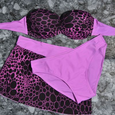 ชุดว่ายนํ้าผญ​3ชิ้น bikini ชุดว่ายน้ำ3เซต สไตล์เกาหลี บิกินี่สวยๆ ​ผ้าไลคร่า (สีม่วง)