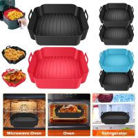 2Pcs Air Fryer Silicone Pot with Handle Reusable Air Fryer Liner Heat Resistant Air Fryer Silicone Basket Square Baking Tray Pots Pans