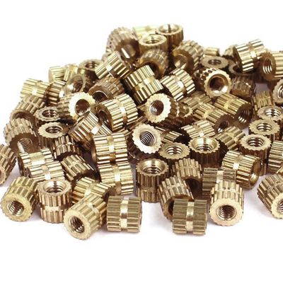 100pcs Round M3 Metric Threaded Brass Knurl Insert Nuts 3mm Inner Thread Diameter Gold Tone For Tightly Fixing Nails Screws Fasteners