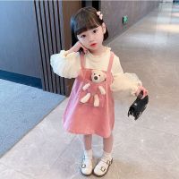 Childrens cartoon princess dress spring autumn girls toddler cute fashion long-sleeved clothing girl bear bunny dresses  by Hs2023