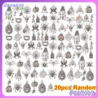 DOYOURS 20pcs Random ทำเครื่องประดับ คริสต์มาส ผี ฟักทอง แมงมุม กะโหลกศีรษะ โครงกระดูก เครื่องรางฮาโลวีน จี้