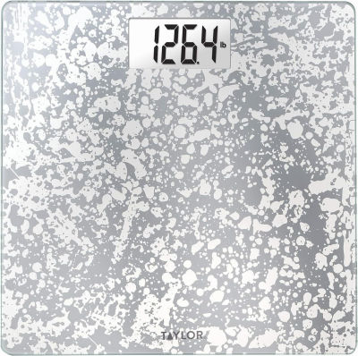 Taylor Crackled Glass Design Digital Bathroom Scale, White, 5273273