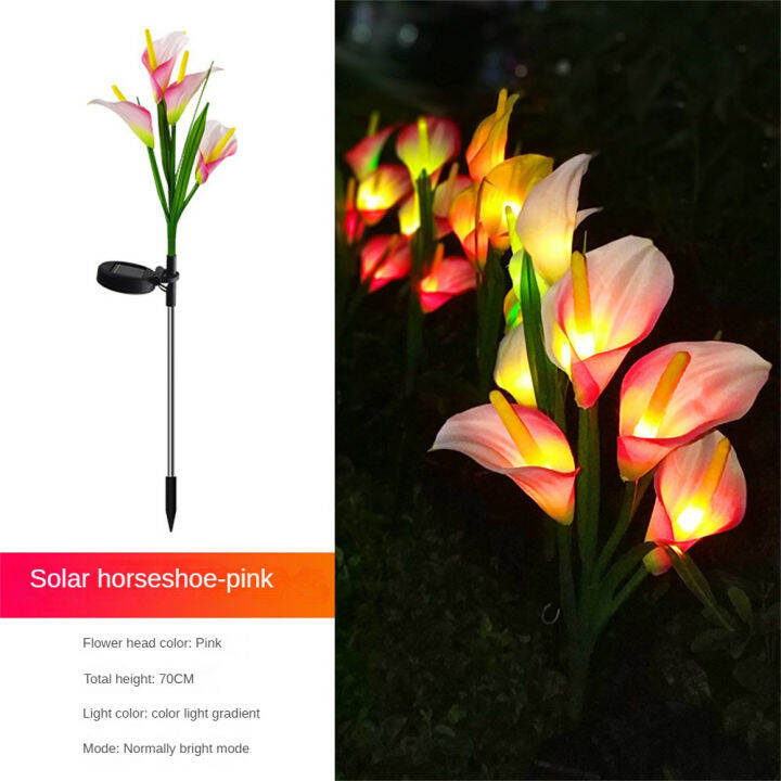 ซากุระสีฟ้าใหม่ที่สร้างสรรค์สนามหญ้าพลังงานแสงอาทิตย์หลอดไฟ-led-จำลองโคมไฟทิวทัศน์กลางแจ้งโคมไฟรูปดอกไม้บัว-calla-กันน้ำได้โคมไฟทิวทัศน์สวนสนามหญ้าพลังงานแสงอาทิตย์ดอกลิลลี่ไฟภายนอกอาคารโคมไฟรูปดอกไม้