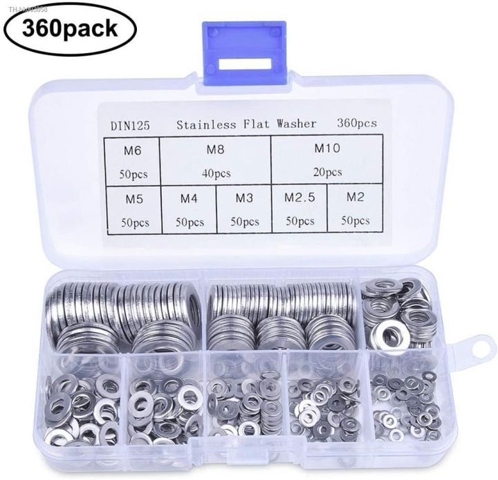 360pcs-stainless-steel-sealing-solid-gasket-washer-kit-m2-m2-5-m3-m4-m5-m6-m8-m10-sump-plug-oil-for-general-repair-seal-ring-set