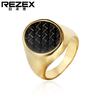 REZEX เครื่องประดับยอดนิยมย้อนยุคคาร์บอนเหล็กไทเทเนียมแหวนเหล็กผู้ชายผู้หญิงแหวนทอง