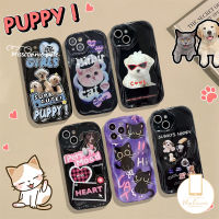 MissConnie การ์ตูนรูปสุนัขน่ารักเคสสำหรับ Redmi 9A 9T 10 10A A1 9 10C A2 9C NFC Redmi Note 9 10 8 11S 12 10S 11 10Pro Max POCO M3รักหัวใจนุ่มหยัก3D ขอบโค้ง Stiker Mengkilap ป้ายกำกับ