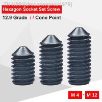 Hex Socket Set Screws M4 M5 M6 M8 M10 M12 Carbon Steel Cone Point Hexagon Set Screws Grade 12.9 Match with Hex Socket Wrench