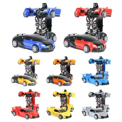 Mini 2 In 1 Car Toys Car Collision Toys Automatic Transformation Robot Model For Kids One Button Inertia Toy Car Diecasts Toys