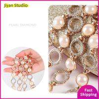 JIYAN2866 ซิลิโคนนุ่มๆ สายรัดรองเท้า rhinestone พียู PU โลหะผสมอัลลอยด์ อุปกรณ์เสริมไข่มุกเทียมสำหรับส้นสูง แบบพกพาได้ พลอยเทียมเทียม สายรัดรองเท้า ส้นสูงมีส้น