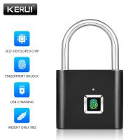 KERUI Fingerprint Padlock Intelligent Electronic USB Rechargeable Anti-Theft Security Keyless Electronic Bag Luggage Case Lock