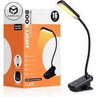 16 LED Usb Rechargeable Book Light 180° Adjustable Clip on Reading Lights Dimming Book Lamp Eye-friendly Night Light Desk Lamp