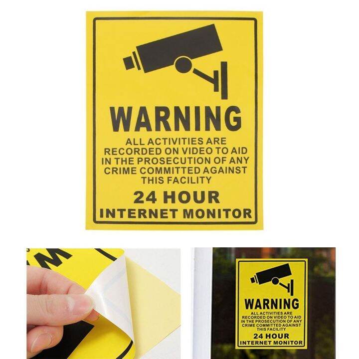MNLXM Practical Security Camera Sign Security Sticker Decals Wall Sticker 24 Hour Monitor Camera