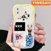 YIWESAN เคสสำหรับ iPhone X Xs Xr Xs Max ลวดลายกราฟฟิตีแนวสตรีทแบบหุ่นยนต์สุดเท่แนวโน้มแฟชั่นขอบโค้งเคสใสเนื้อครีมฝาครอบป้องกันใสเคสมือถือ