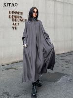 XITAO Dress Casual Fashion Women Long Sleeve Loose High Neck Dress