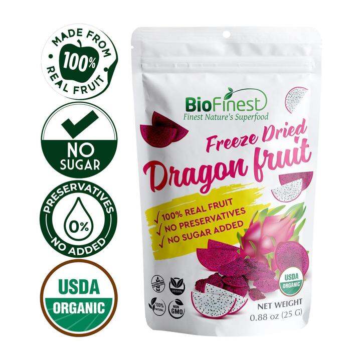Biofinest Freeze Dried Dragon Fruit Snack Organic Crispy Real Fruit