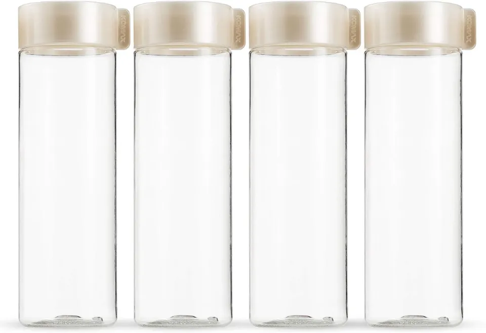 Komax Plastic Juicing Bottles, 4-Pack Reusable Juice Bottles, 18.5-oz 