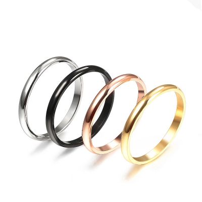 Fashion Simple Smooth Titanium Ring 18K Rose Gold Stainless Steel Couple Ring Woman