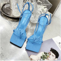 Gladiator Sandals High Heels Shoes Fall Best Street Look Females Square Head Open Toe Clip-On Strappy Sandals Women