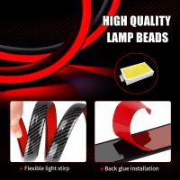 2023new MIHAZ ไฟสปอยเลอร์ LED 1ม. สำหรับรถยนต์สปอยเลอร์สีดำคาร์บอนไฟเบอร์รถสปอยเลอร์หลังสามหางปีกไฟสัญญาณหยุด Led 12V