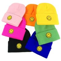 【YD】 Smile Face Hat Baby Kids Bonnet Hats for Boy Beanie Chapeau Cap Gorras Para Mujer Hip Hop Caps Gorro Gorros De Lana