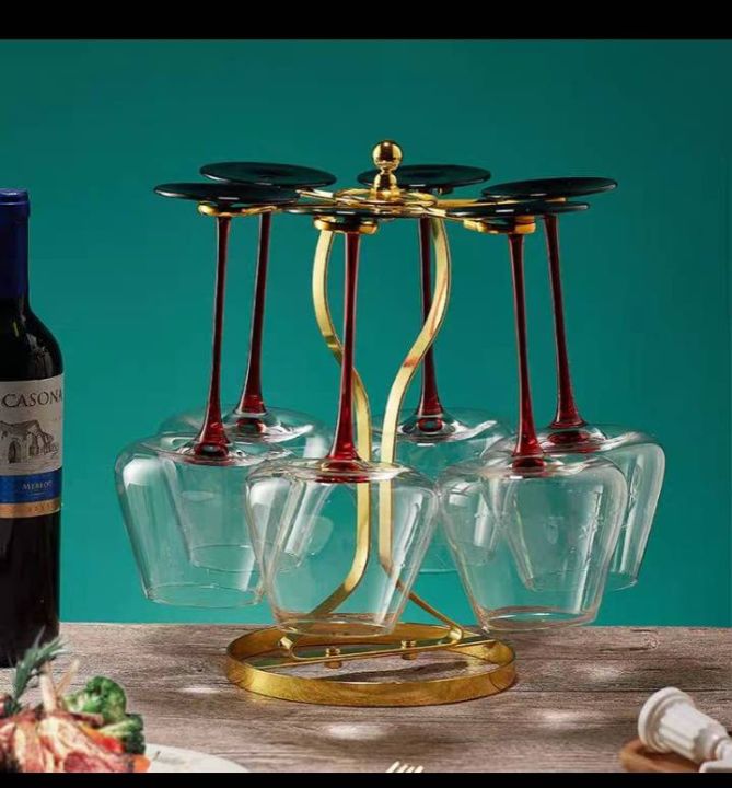 ที่แขวนแก้วไวน์-เหล็กแข็งแรง-เก็บแก้วได้-6-ใบ-แท่นแขวนแก้วไวน์-สวยหรู-ที่แขวนแก้วไวน์-พร้อมส่ง