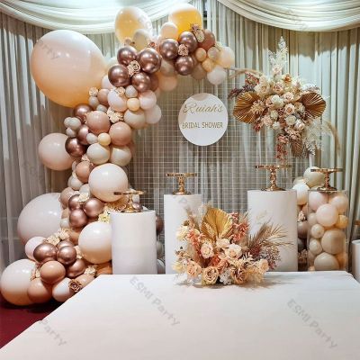 122pcs Doubled Apricot Balloons Garland Arch Wedding Room Decoration Doubled Nude Chrome Rose Gold Ballon Kit Baby Shower Decor