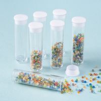 20Pcs Flat Bottomed Tube Transparent Plastic Bead Containers with Lids Jewelry Button Small Parts Candy Storage Bottles