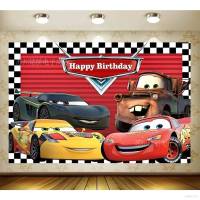 แบนเนอร์ธีมวันเกิด ลาย Lightning McQueen ขนาด 125x80 ซม. สําหรับตกแต่งพื้นหลังรถยนต์